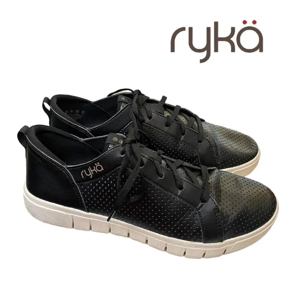 RYKA Hayden Women's Black Perforated Leather Tennis Shoes Sneakers 9